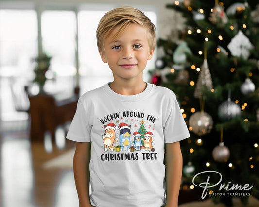 Bluey Christmas, Rockin' Around The Christmas Tree - DTF Transfer Prime Custom Transfers