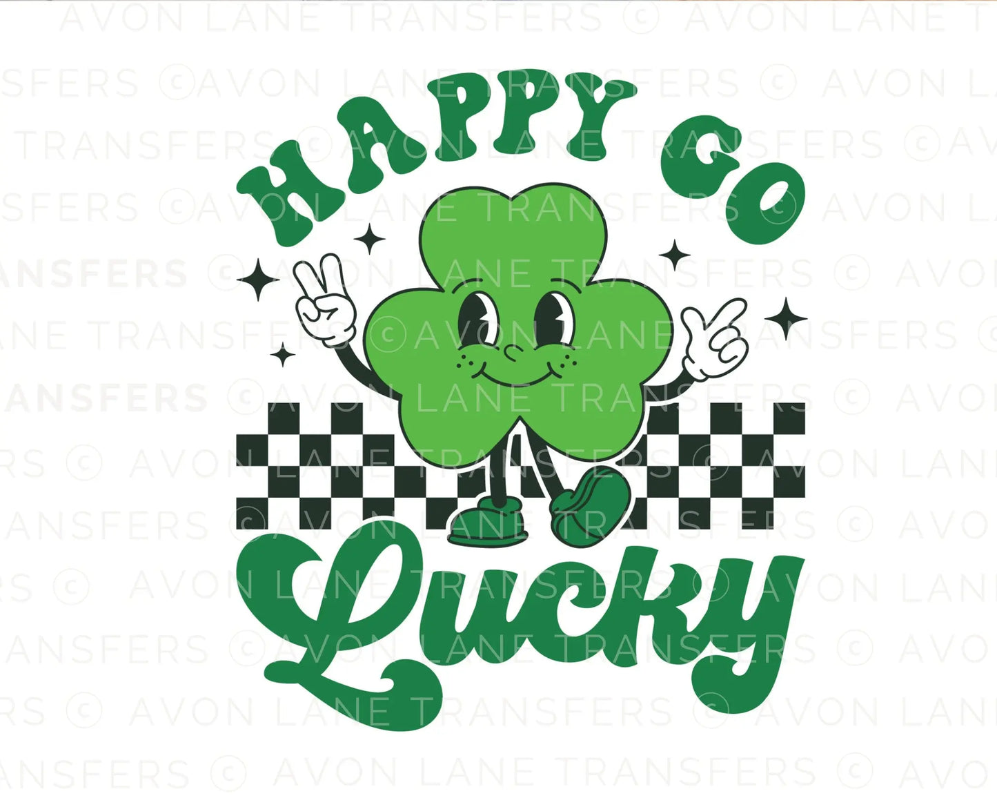 Happy Go Lucky DTF, St. Patrick's Day Tshirt Transfer, Clover DTF, Shamrock DTF, St. Patrick's Day Transfer, Retro St Patricks dtf