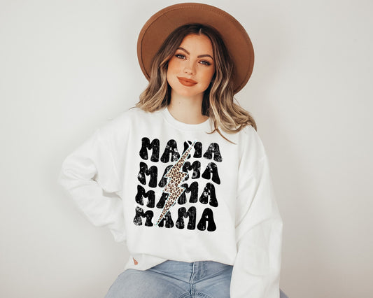 Mother's Day DTF Transfers, Ready to Press, T-shirt Transfers, Heat Transfer, Direct to Film, Leopard Print, Retro Mama Lightening Bolt