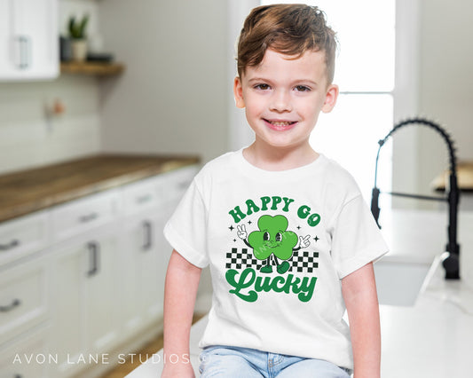Happy Go Lucky DTF, St. Patrick's Day Tshirt Transfer, Clover DTF, Shamrock DTF, St. Patrick's Day Transfer, Retro St Patricks dtf