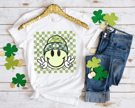 DTF Tshirt Transfer Ready to Press St Patricks Day T shirt Transfers Heat Transfer Direct to Film dtf Retro Groovy Lucky Smile for T-shirts
