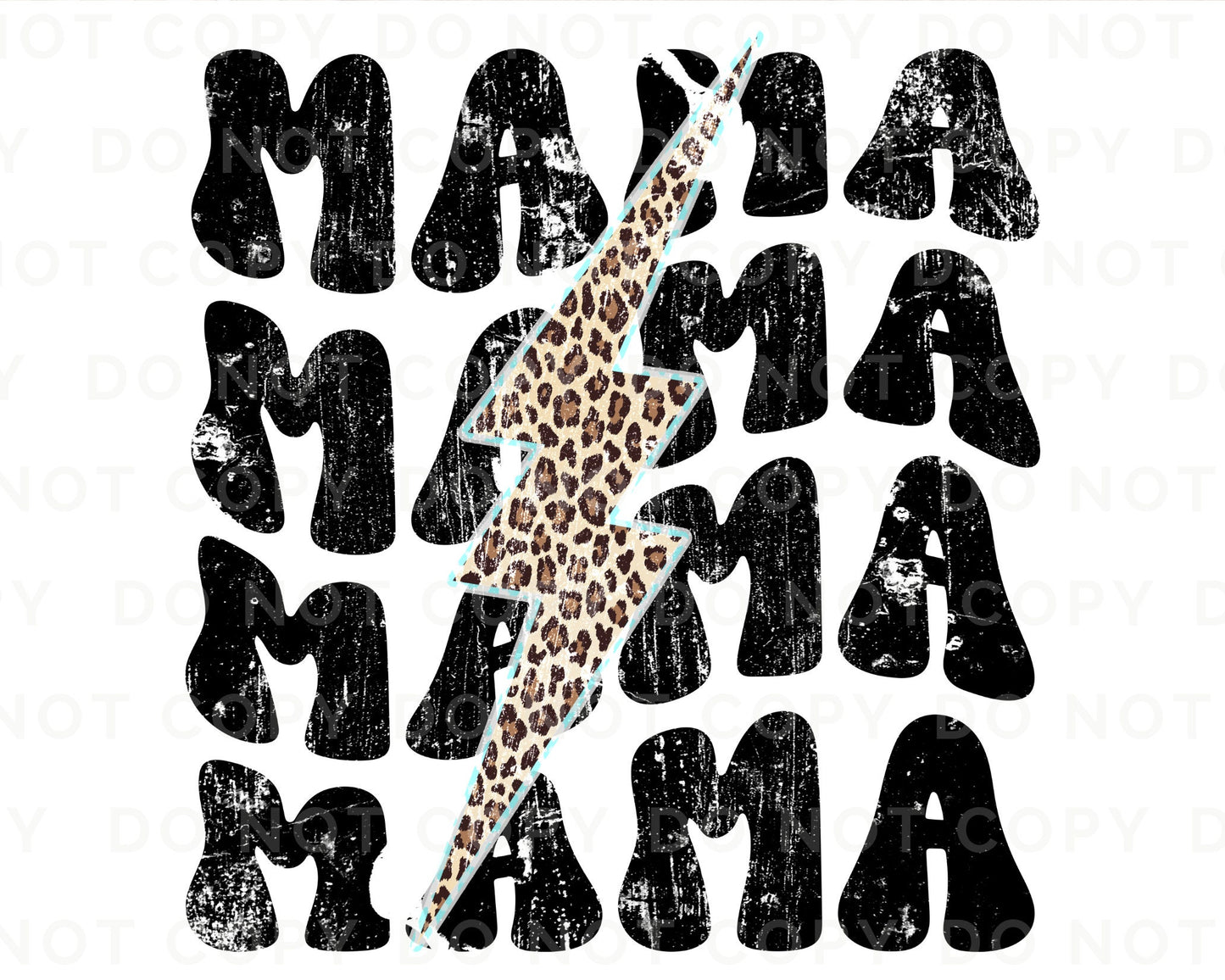 Mother's Day DTF Transfers, Ready to Press, T-shirt Transfers, Heat Transfer, Direct to Film, Leopard Print, Retro Mama Lightening Bolt