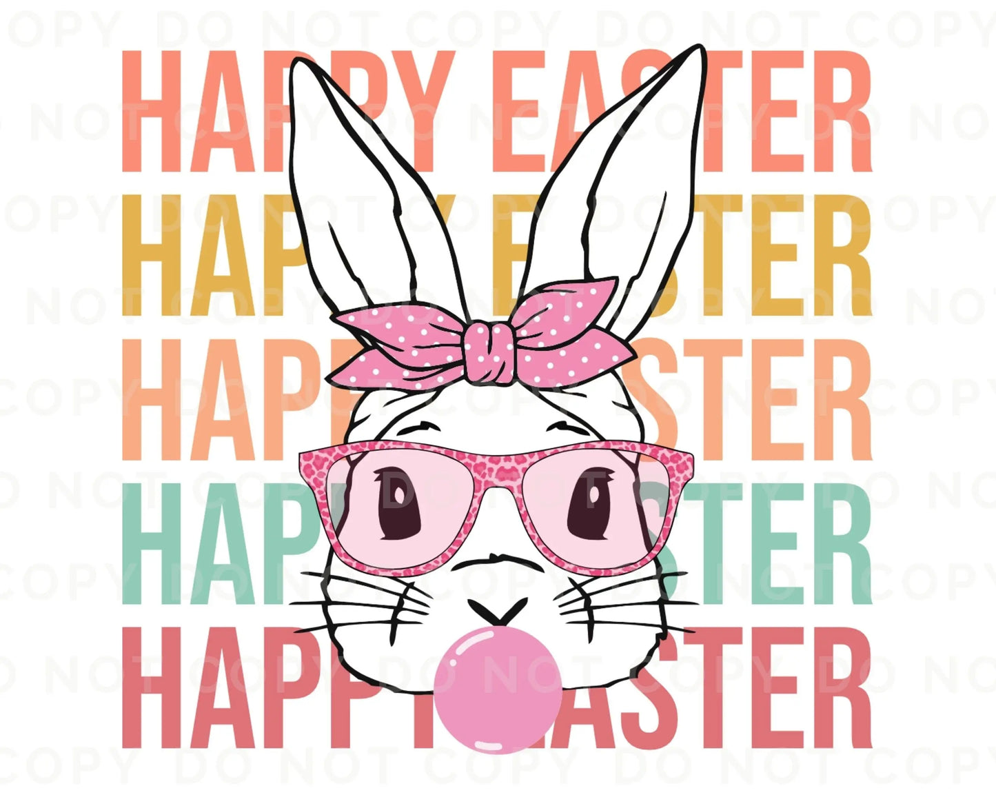 Happy Easter Stacked Bunny Rabbit dtf, Ready to Press, T-shirt Transfers, Heat Transfer, Direct to Film, Retro Easter, Groovy Hunny Bunny