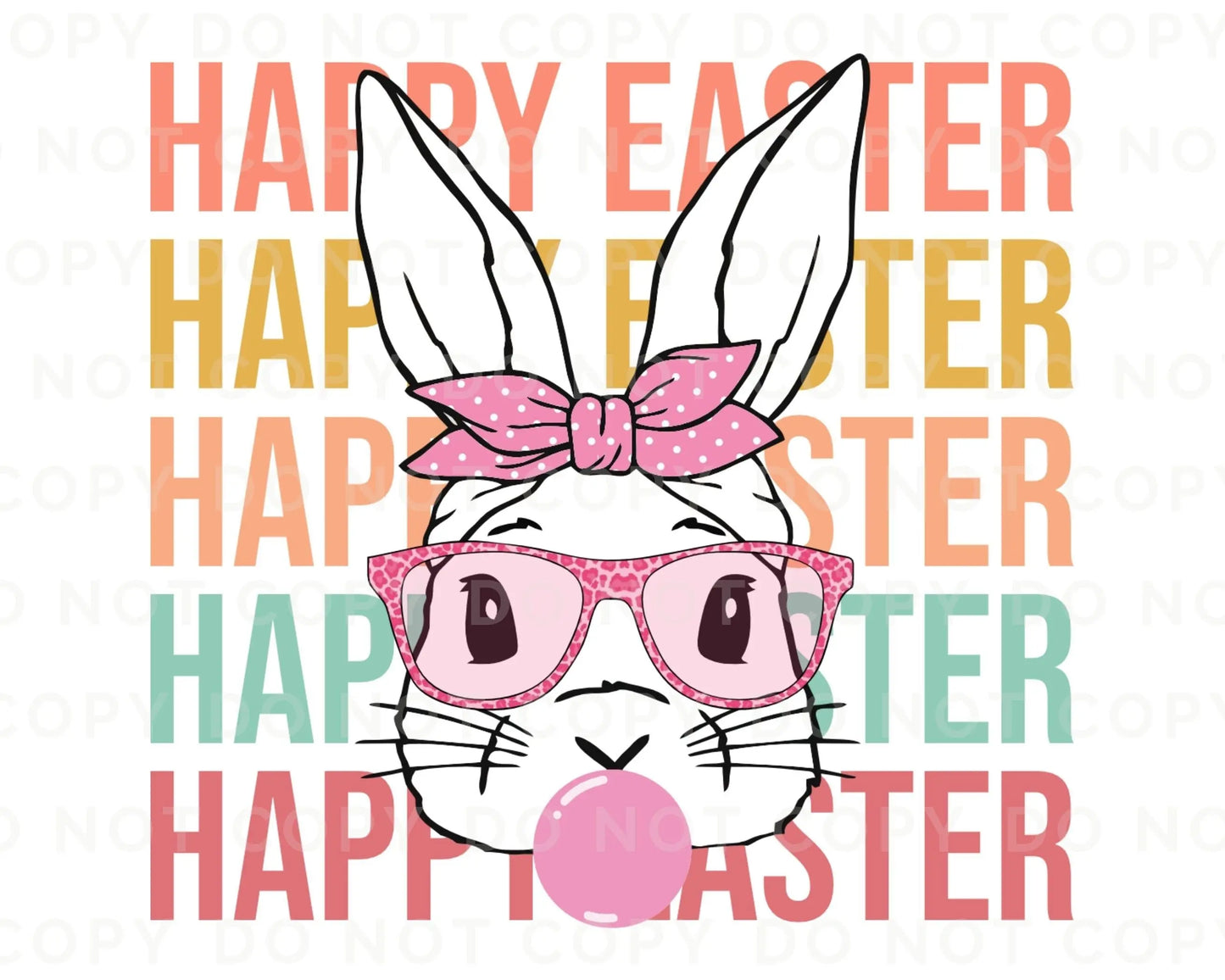 Happy Easter Stacked Bunny Rabbit dtf, Ready to Press, T-shirt Transfers, Heat Transfer, Direct to Film, Retro Easter, Groovy Hunny Bunny