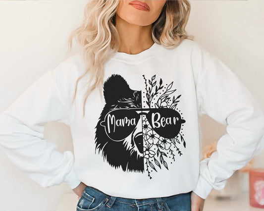 Mother's Day DTF Transfer Ready to Press, Direct to Film Heat Transfers, T-shirt Transfers, Mama Bear with Floral dtf