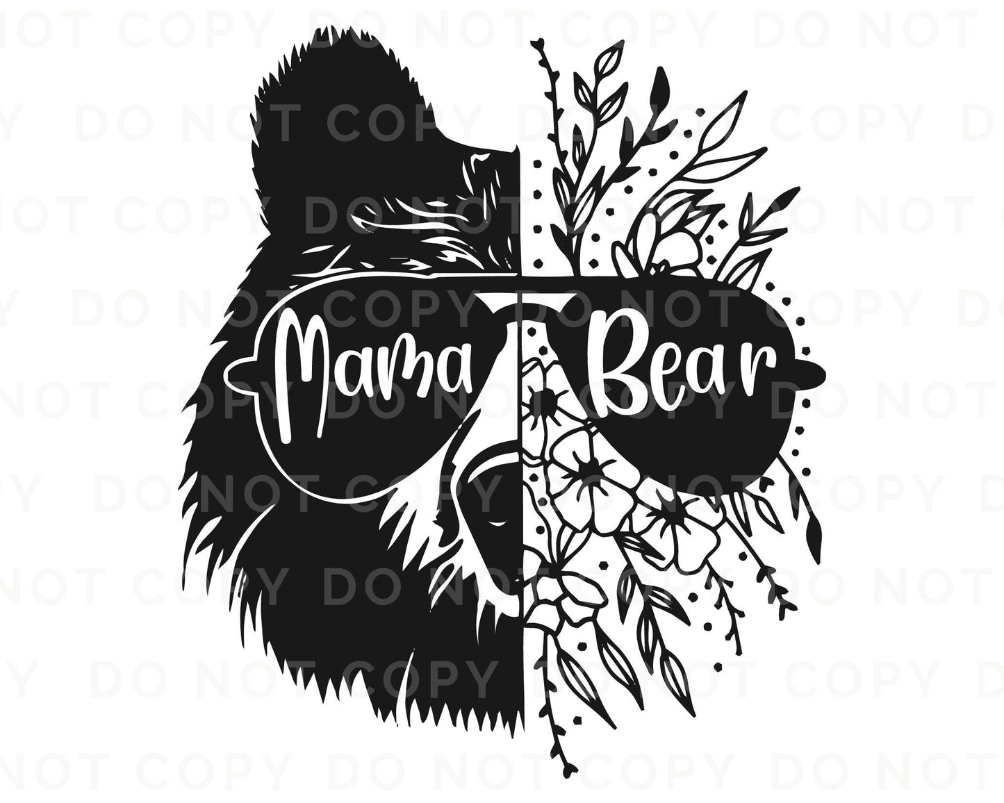 Mother's Day DTF Transfer Ready to Press, Direct to Film Heat Transfers, T-shirt Transfers, Mama Bear with Floral dtf
