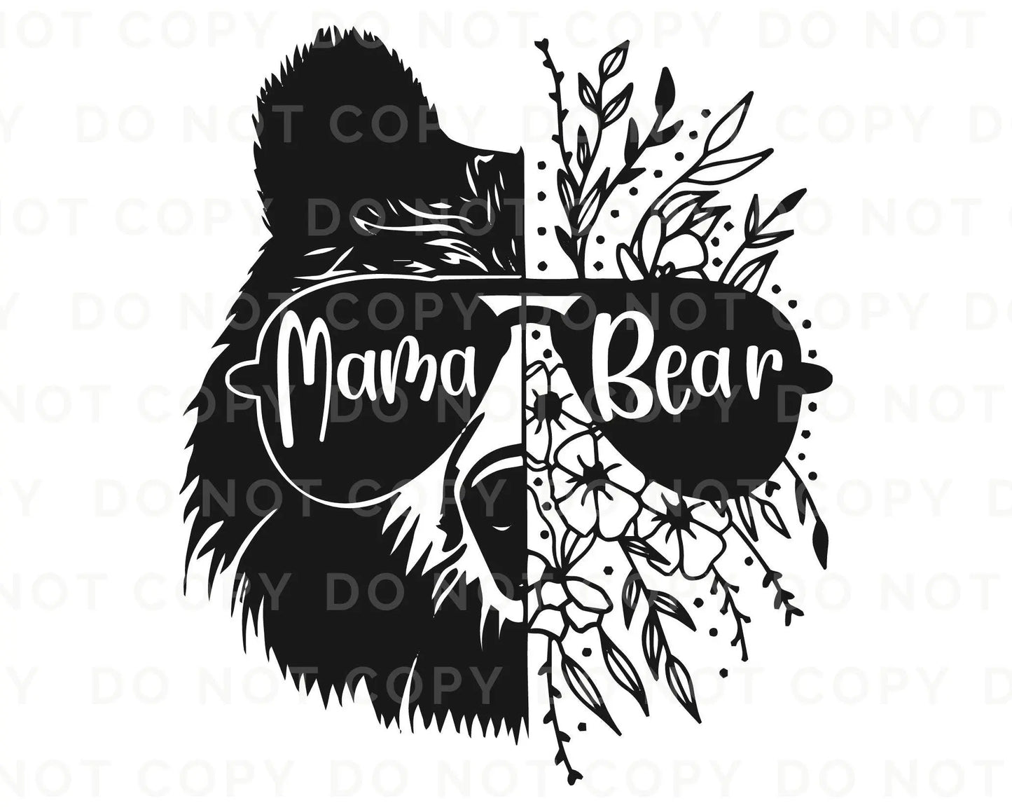 Mother's Day DTF Transfer Ready to Press, Direct to Film Heat Transfers, T-shirt Transfers, Mama Bear with Floral dtf