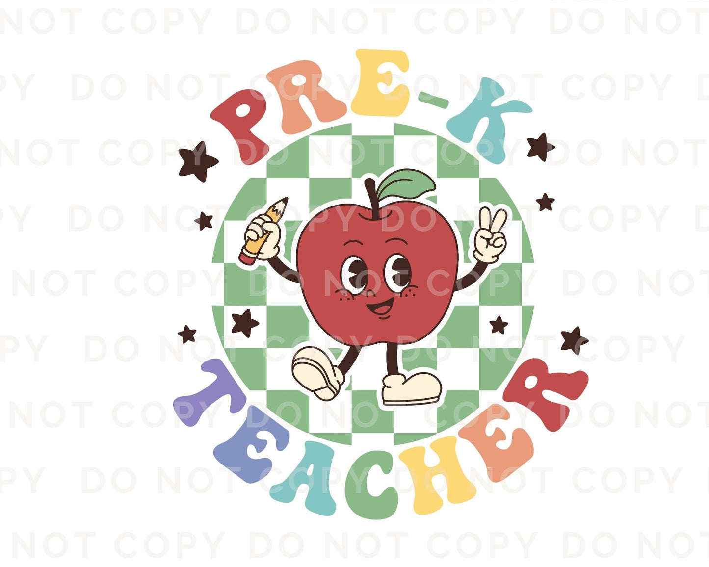 DTF transfer, First Day of School, Heat Transfer, Ready to Press, Direct to Film, Back to School, Retro, Apple, Preschool, Pre-K Teacher