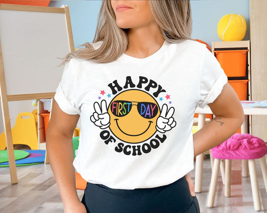 DTF Transfer, First Day of School, Heat Transfer, Ready to Press, Direct to Film, Back To School, Retro, Smiley, Happy First Day of School