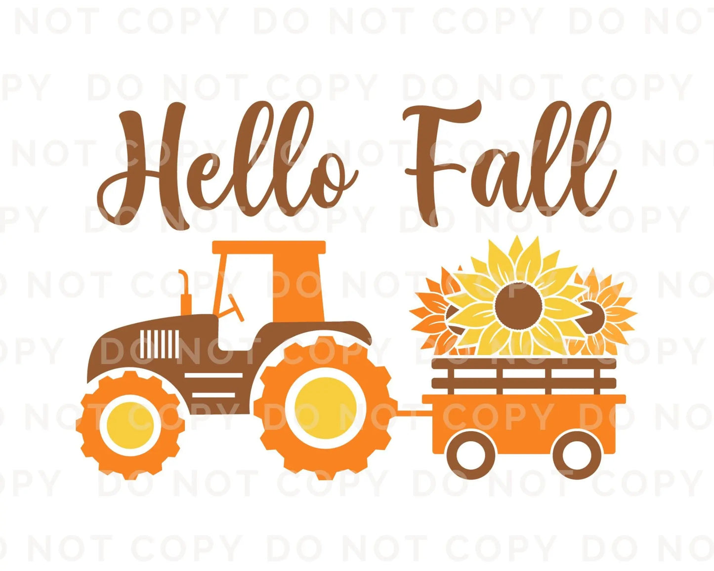 DTF Transfers, Ready to Press, T-shirt Transfers, Heat Transfer, Direct to Film, Custom Transfers, Autumn, Hello Fall Sunflower Tractor
