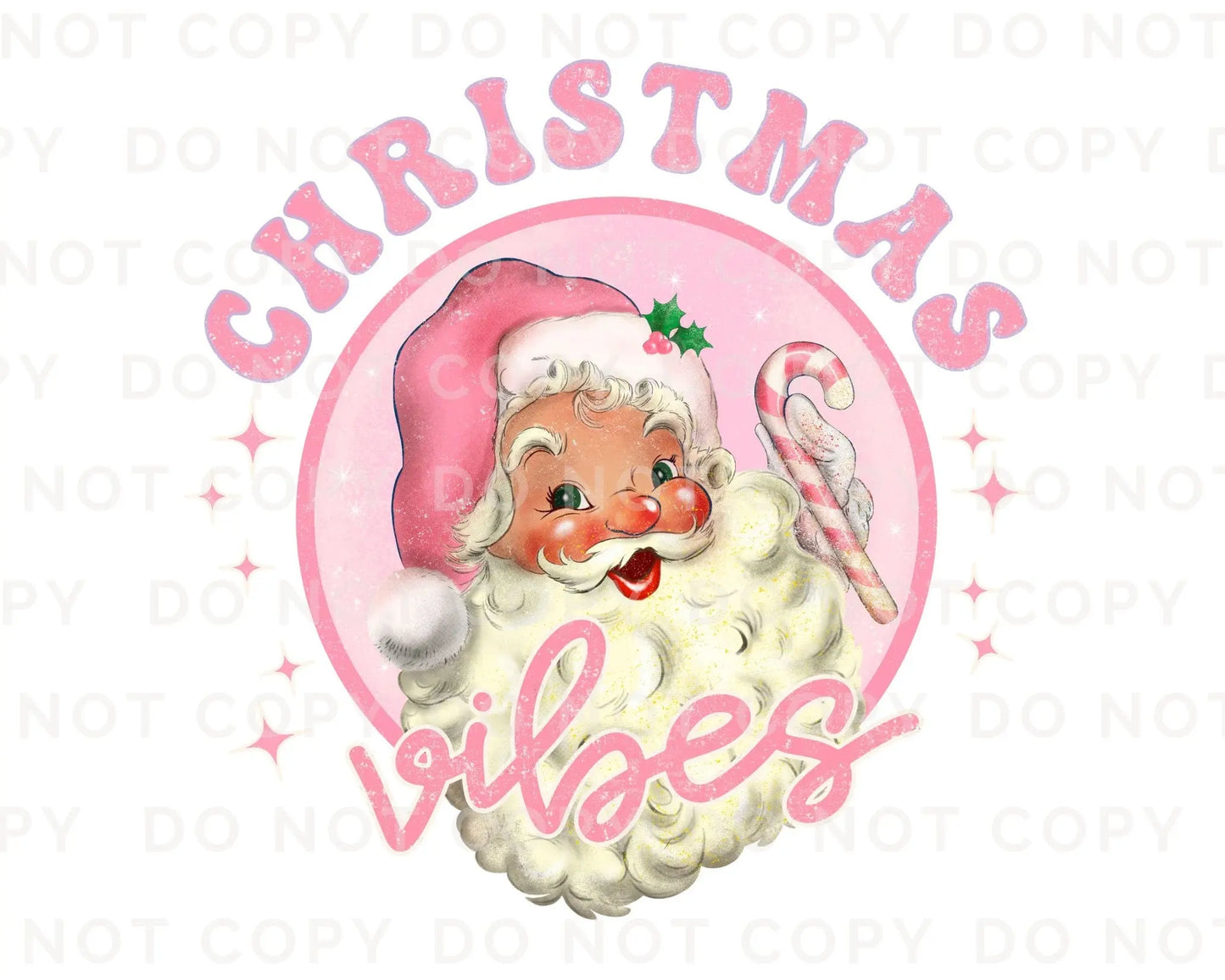 DTF Transfers, Ready to Press, T-shirt Transfers, Heat Transfer, Direct to Film, Custom Transfers, Christmas, Pink Santa Christmas Vibes
