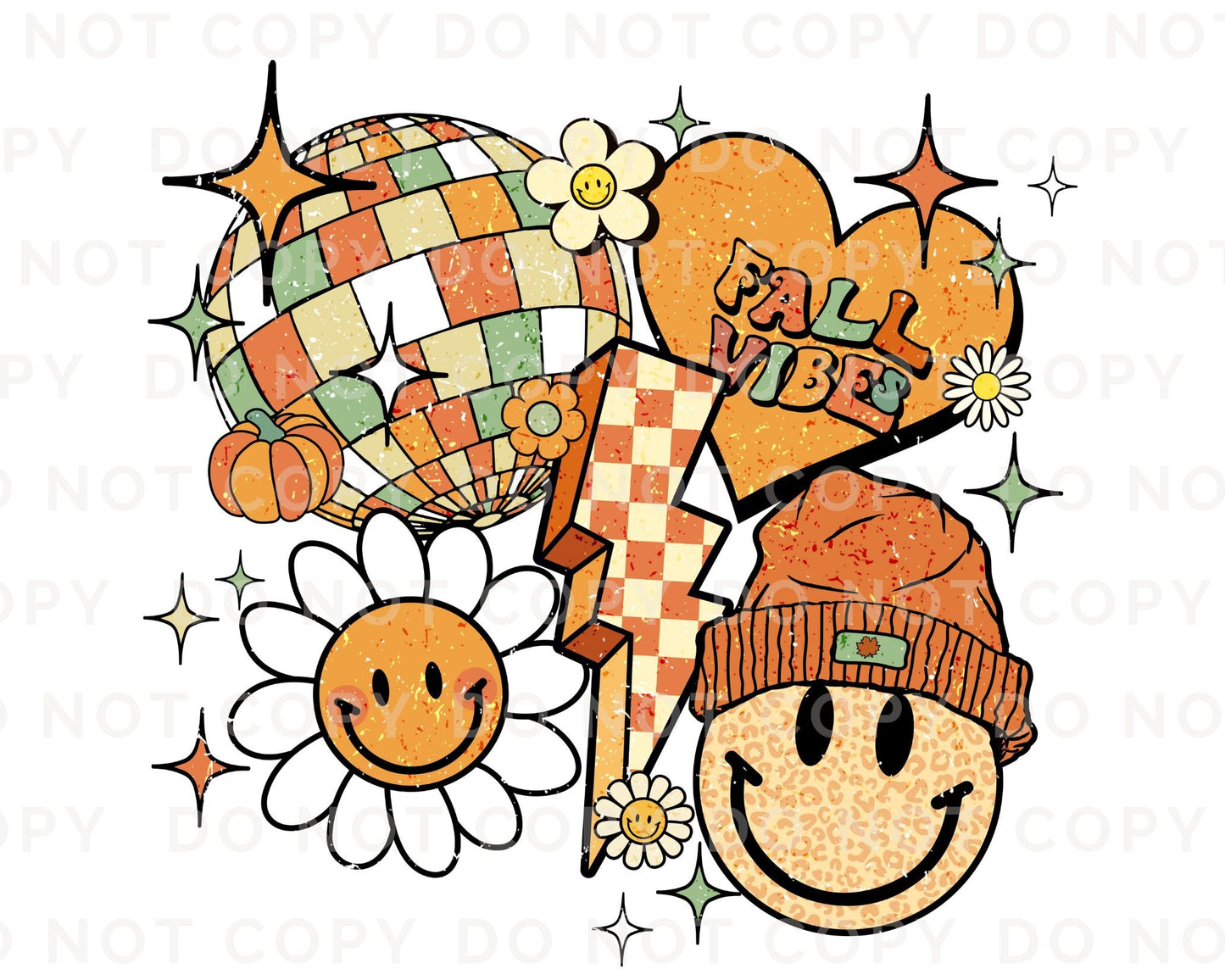 DTF Transfers, Ready to Press, T-shirt Transfers, Heat Transfer, Direct to Film, Custom Transfers, Halloween, Retro Fall Vibes Collage