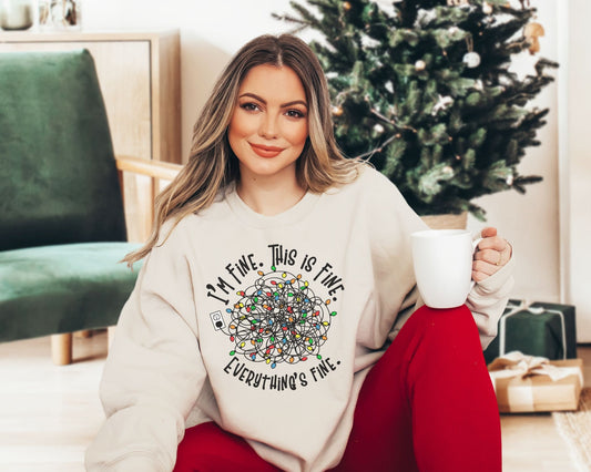 DTF Transfers, Ready to Press, T-shirt Transfers, Heat Transfer, Direct to Film, Christmas Lights, I'm Fine This is Fine Everything's Fine