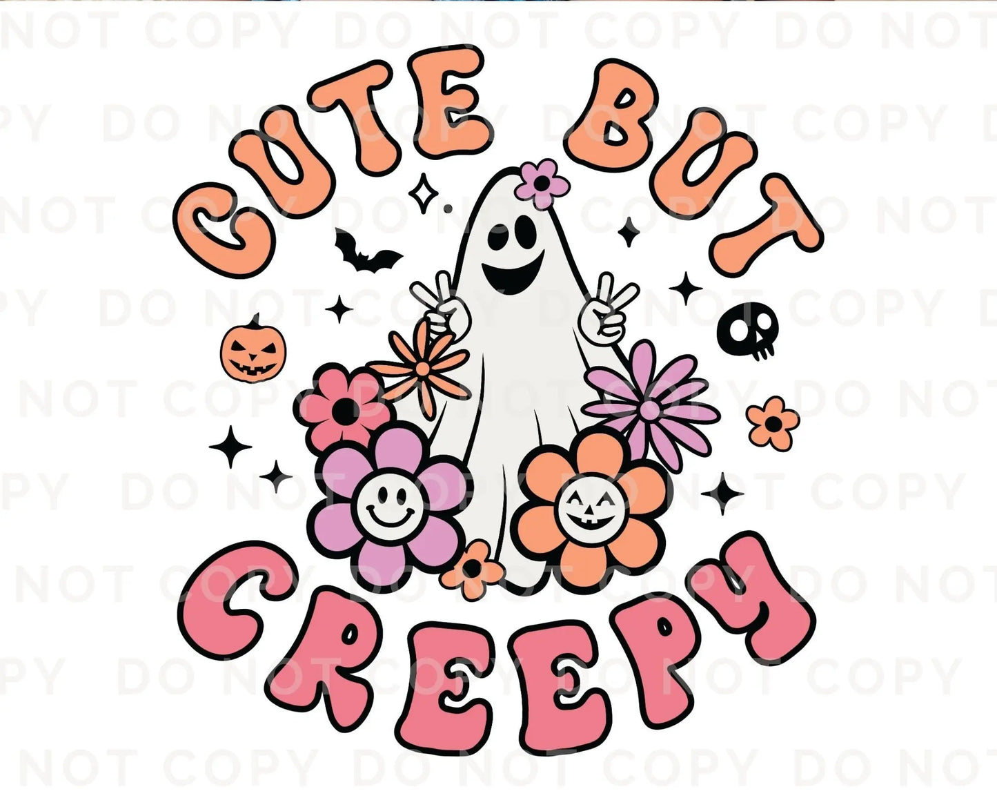 DTF Transfers, Ready to Press, T-shirt Transfers, Heat Transfer, Direct to Film, Custom Transfers, Halloween, Fall, Cute But Creepy Ghost