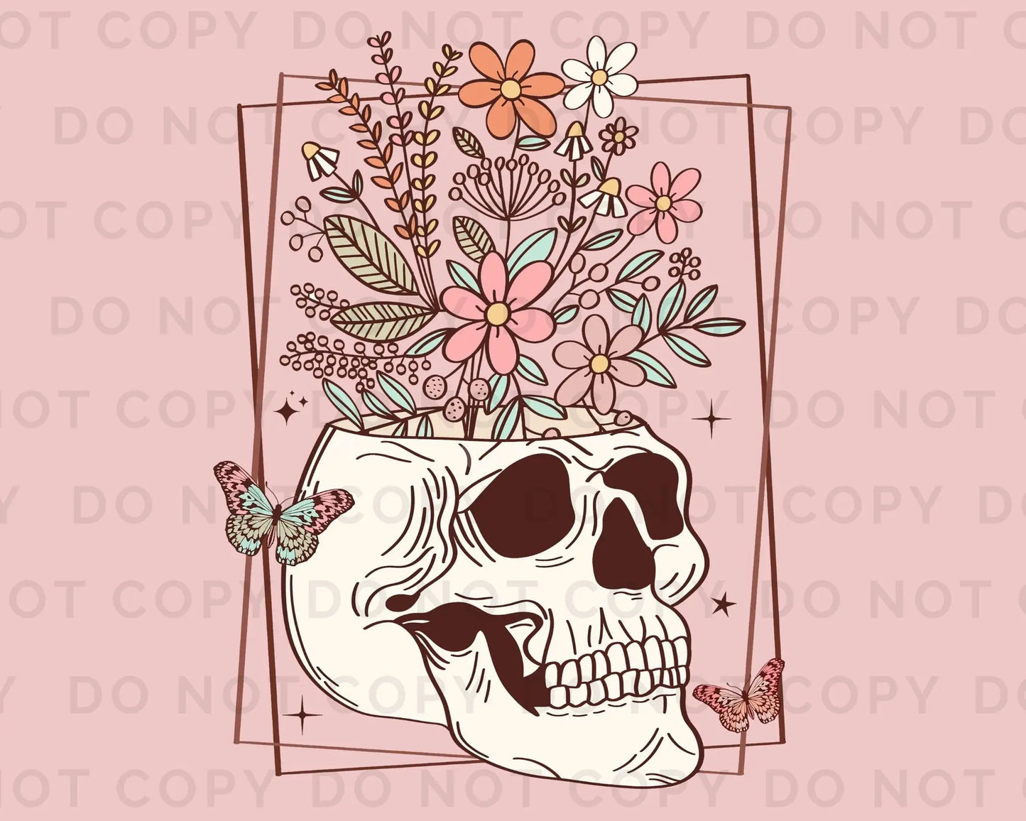 DTF Transfers, Ready to Press, T-shirt Transfers, Heat Transfer, Direct to Film, Custom Transfers, Flower Skull, Skeleton, Floral Skull