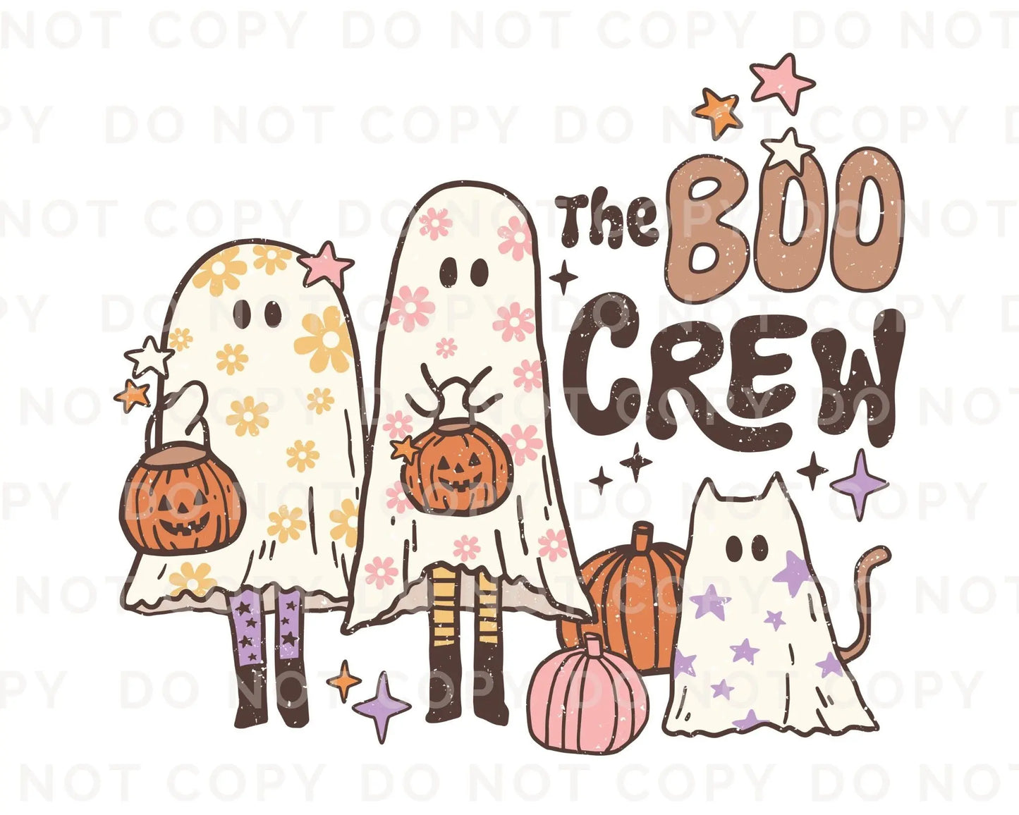 DTF Transfers, Ready to Press, T-shirt Transfers, Heat Transfer, Direct to Film, Custom Transfers, Retro Ghost, Cat, Retro, The Boo Crew