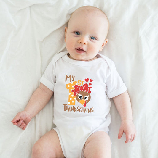 Thanksgiving DTF Transfers, Ready to Press, T-shirt Transfers, Heat Transfer, Direct to Film, Baby Girl, Turkey, My First Thanksgiving