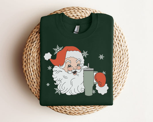 Christmas DTF Transfers, Ready to Press, T-shirt Transfers, Heat Transfer, Direct to Film, Holiday, Santa Claus with Tumbler