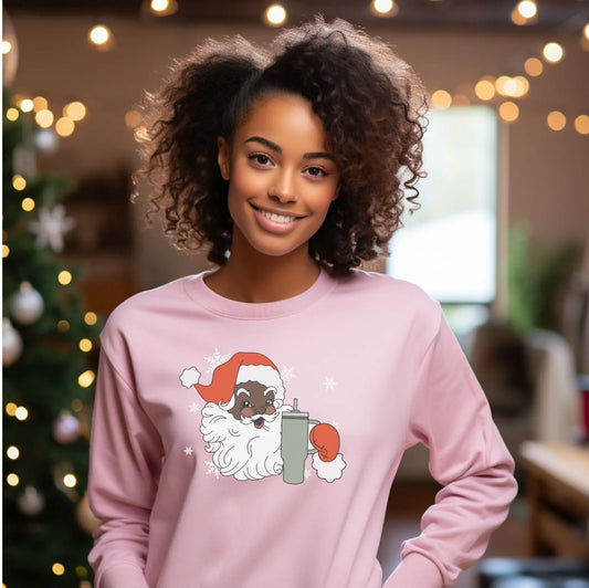 DTF Transfers, Ready to Press, T-shirt Transfers, Heat Transfer, Direct to Film, Christmas, Holiday, Retro Vintage Santa with Tumbler