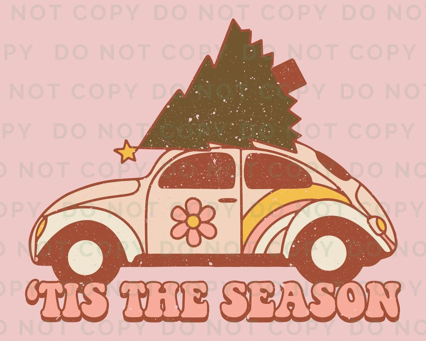 DTF Transfers, Ready to Press, T-shirt Transfers, Custom, Heat Transfer, Direct to Film, Christmas, Holiday, Tis The Season Retro Car