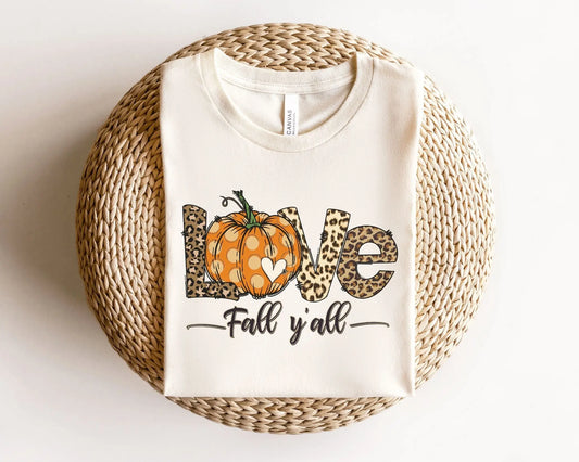 DTF Transfers, Ready to Press, T-shirt Transfers, Heat Transfer, Direct to Film, Fall, Leopard, Pumpkin, Thanksgiving, Love Fall Ya'll