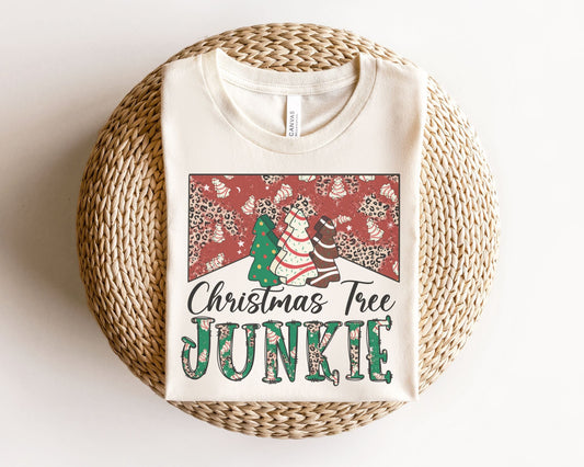 DTF Transfers, Ready to Press, T-shirt Transfers, Heat Transfer, Direct to Film, Trendy, Holiday, Snack, Cakes, Christmas Tree Junkie