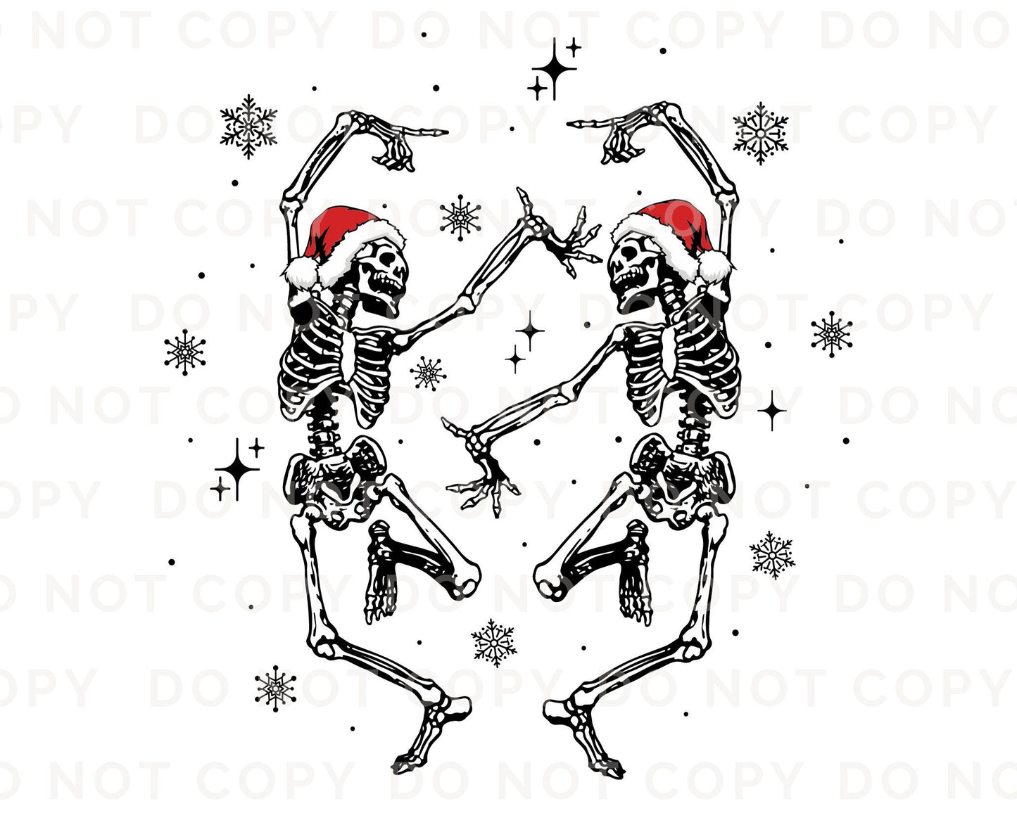 DTF Transfers, Ready to Press, T-shirt Transfers, Heat Transfer, Direct to Film, Holiday, Skull, Christmas, Jolly Dancing Skeletons
