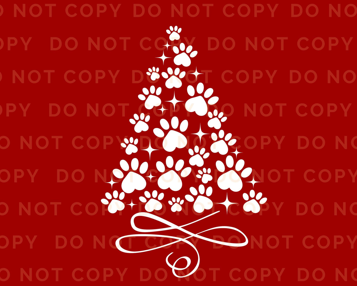 DTF Transfers, Ready to Press, T-shirt Transfers, Heat Transfer, Direct to Film, Holiday, Dog, Cat, Pet, Paw Christmas Tree - White