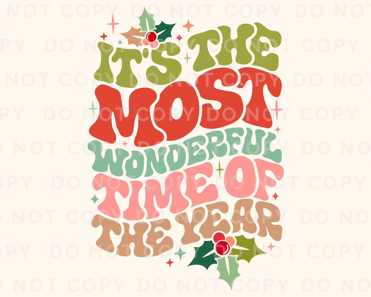 DTF Transfers, Ready to Press, T-shirt Transfers, Heat Transfer, Direct to Film, Retro Christmas, It's The Most Wonderful Time of The Year