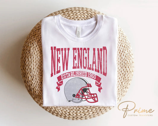 Football DTF Transfers, Ready to Press, T-shirt Transfers, Heat Transfer, Direct to Film, Sports, Full Color, Vintage, New England Football
