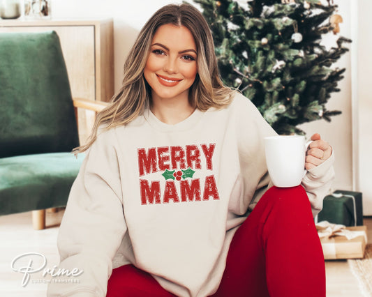 DTF Transfers, Ready to Press, T-shirt, Custom, Heat Transfer, Direct to Film, Christmas, Holiday, Distressed, Retro, Holly, Mom, Merry Mama