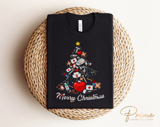 DTF Transfers, Ready to Press, T-shirt Transfers, Heat Transfer, Direct to Film, Holiday, Pastel, Christmas Lights, Hospital, Nurse, Tree