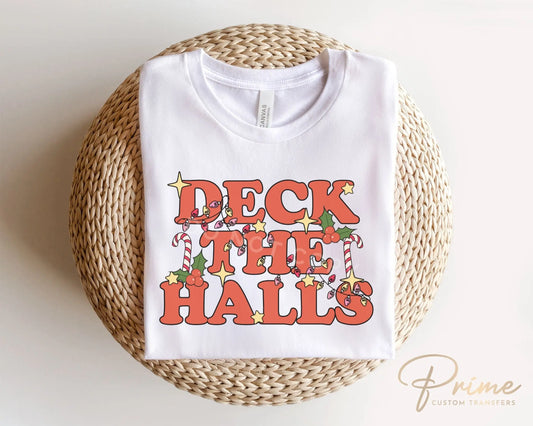 DTF Transfers, Ready to Press, T-shirt Transfers, Heat Transfer, Direct to Film, Christmas Lights, Cute, Trendy, Groovy Retro Deck The Halls