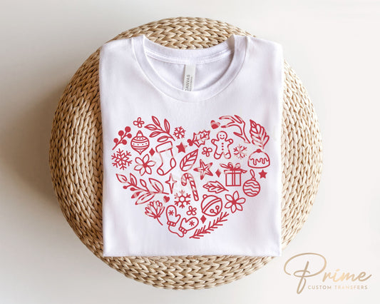 DTF Transfers, Ready to Press, T-shirt Transfers, Heat Transfer, Direct to Film, Love, Snowflake, Gingerbread, Red Christmas Heart Collage