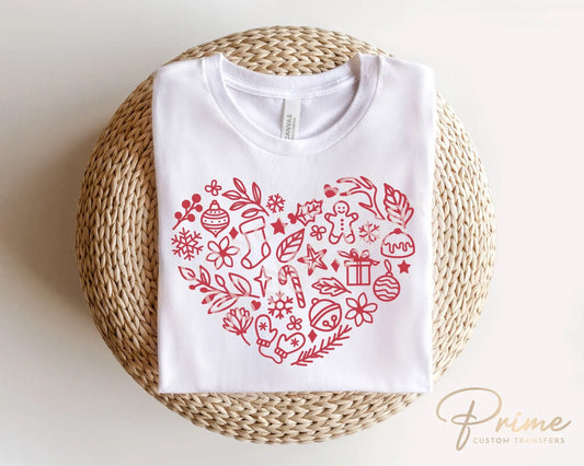 DTF Transfers, Ready to Press, T-shirt Transfers, Heat Transfer, Direct to Film, Love, Snowflake, Gingerbread, Red Christmas Heart Collage