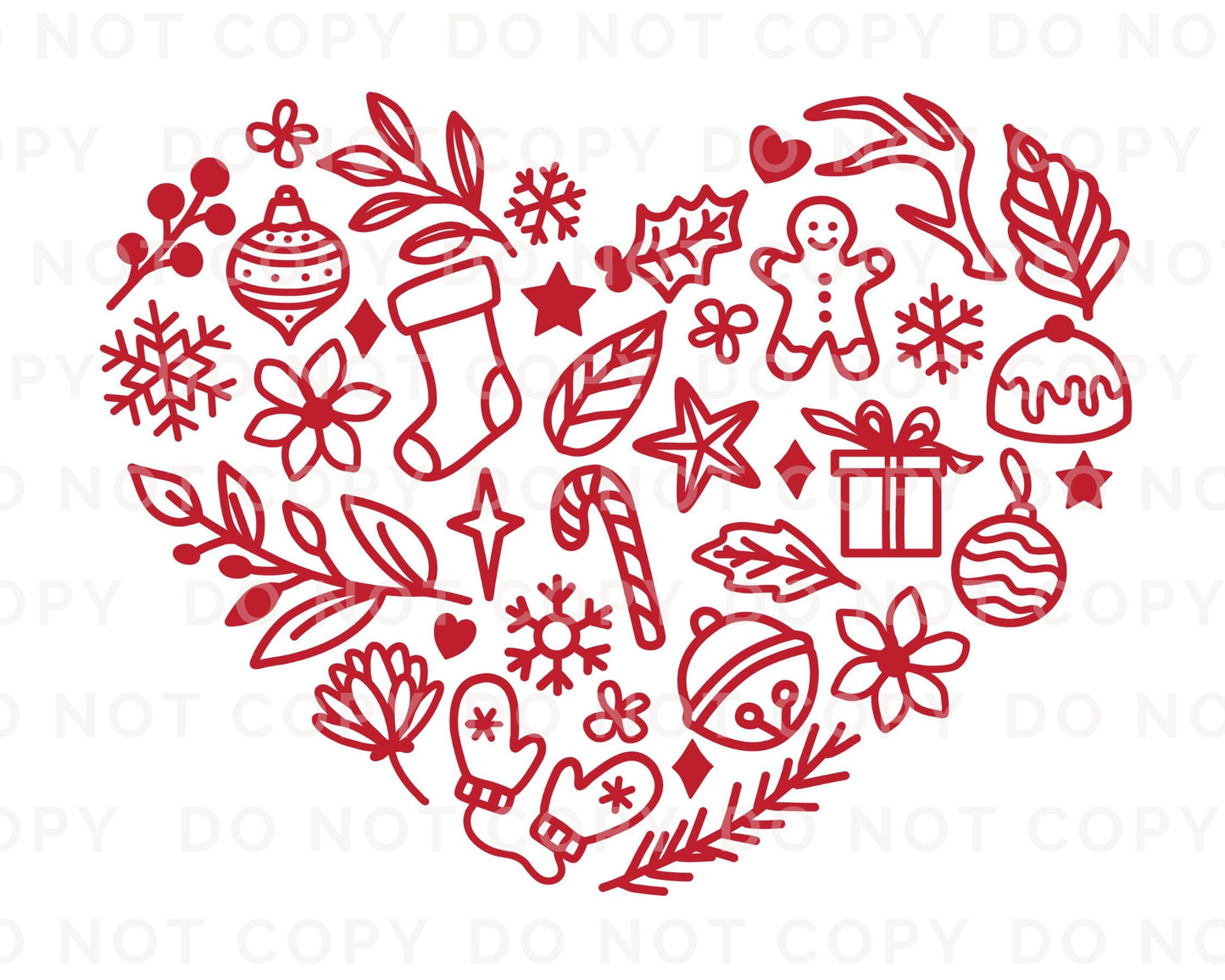 DTF Transfers, Ready to Press, T-shirt Transfers, Heat Transfer, Direct to Film, Love, Snowflake, Gingerbread, Red Christmas Heart Collage