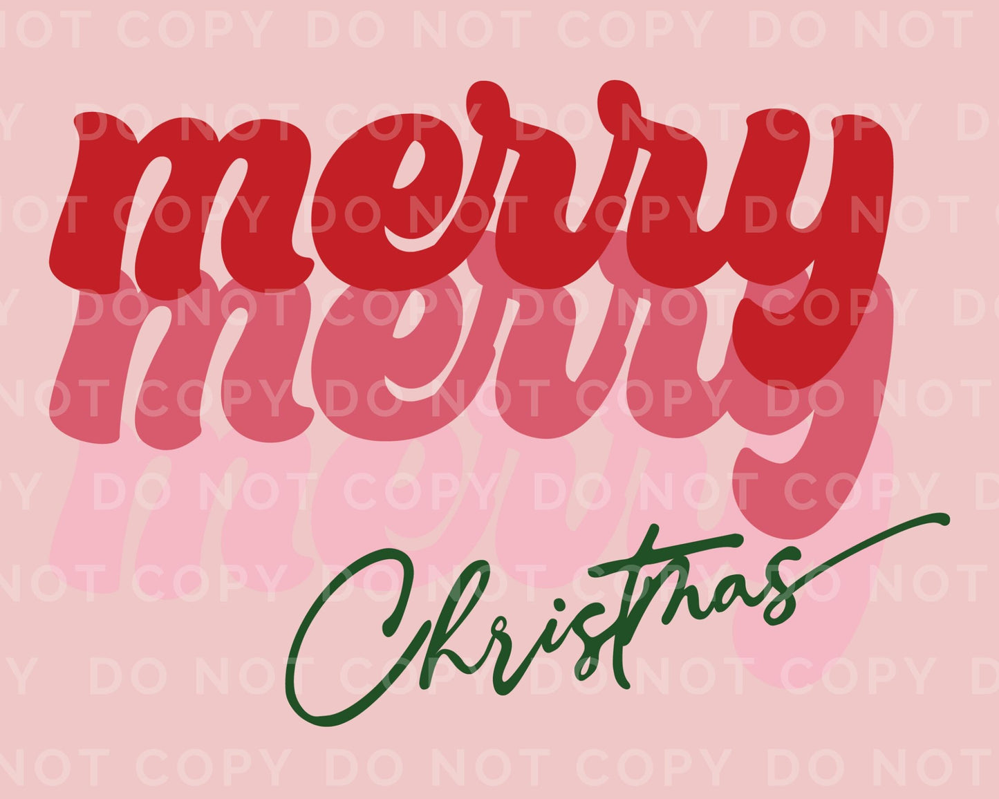 DTF Transfers, Ready to Press, T-shirt Transfers, Heat Transfer, Direct to Film, Holiday, Pink, Cute, Stacked, Retro Merry Christmas