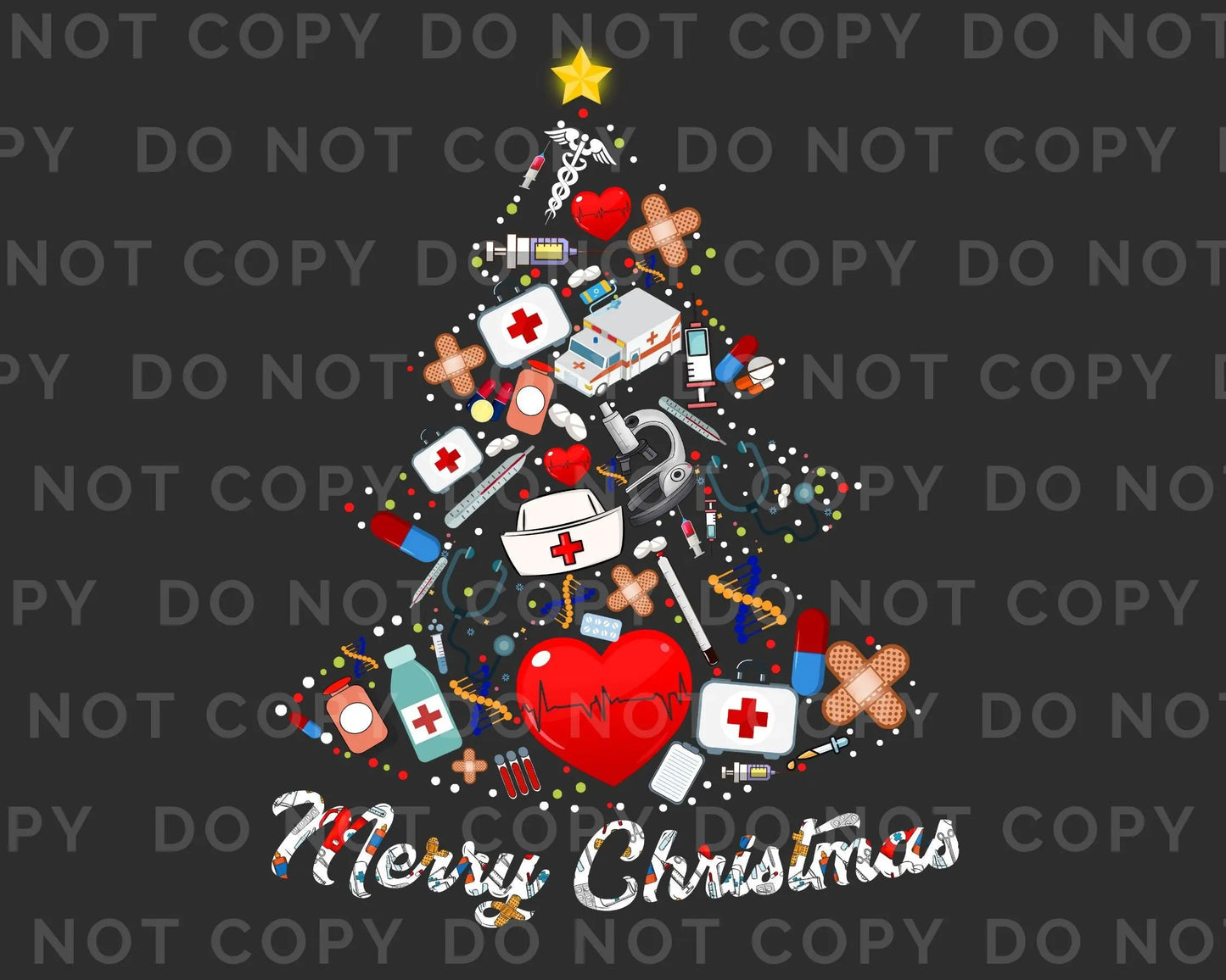 DTF Transfers, Ready to Press, T-shirt Transfers, Heat Transfer, Direct to Film, Holiday, Pastel, Christmas Lights, Hospital, Nurse, Tree