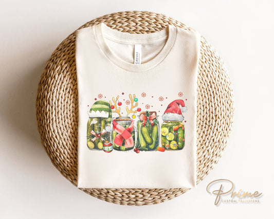DTF Transfers, Ready to Press, T-shirt Transfers, Heat Transfer, Direct to Film, Holiday, Holiday Gift, Pickle Lover, Jar, Christmas Pickles