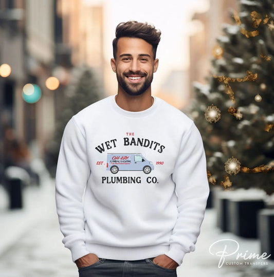 DTF Transfers, Ready to Press, T-shirt Transfers, Custom, Heat Transfer, Direct to Film, Christmas Movie, Wet Bandits Plumbing Company