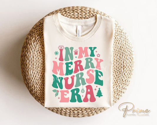 DTF Transfers, Ready to Press, T-shirt Transfers, Heat Transfer, Direct to Film, Hospital, Santa, Christmas, In My Merry Nursing Era