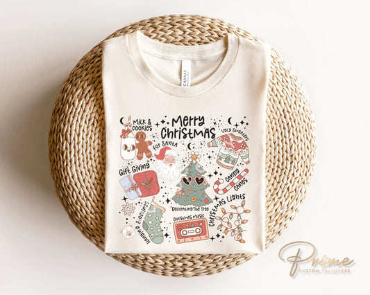 DTF Transfers, Ready to Press, T-shirt Transfers, Heat Transfer, Direct to Film, Milk, Cookies, Groovy, Retro Nostalgic Christmas Collage