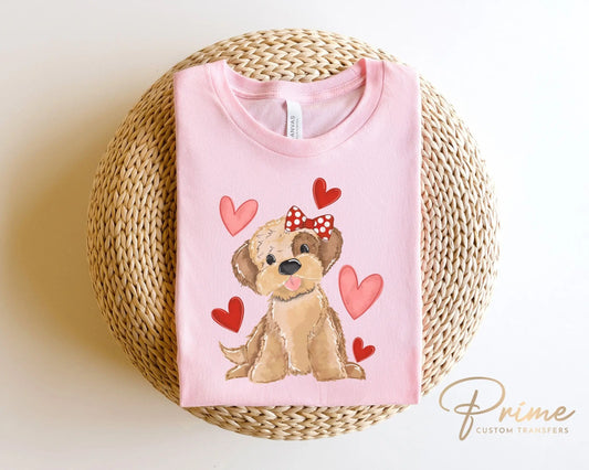 DTF Transfers, Ready to Press, T-shirt Transfers, Heat Transfer, Direct to Film, Cold Peel, Valentine's Day, Valentine Girl Puppy
