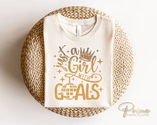 DTF Transfers, Ready to Press, T-shirt Transfers, Heat Transfer, Direct to Film, Holiday, Party, Midnight, New Year, Just a Girl with Goals