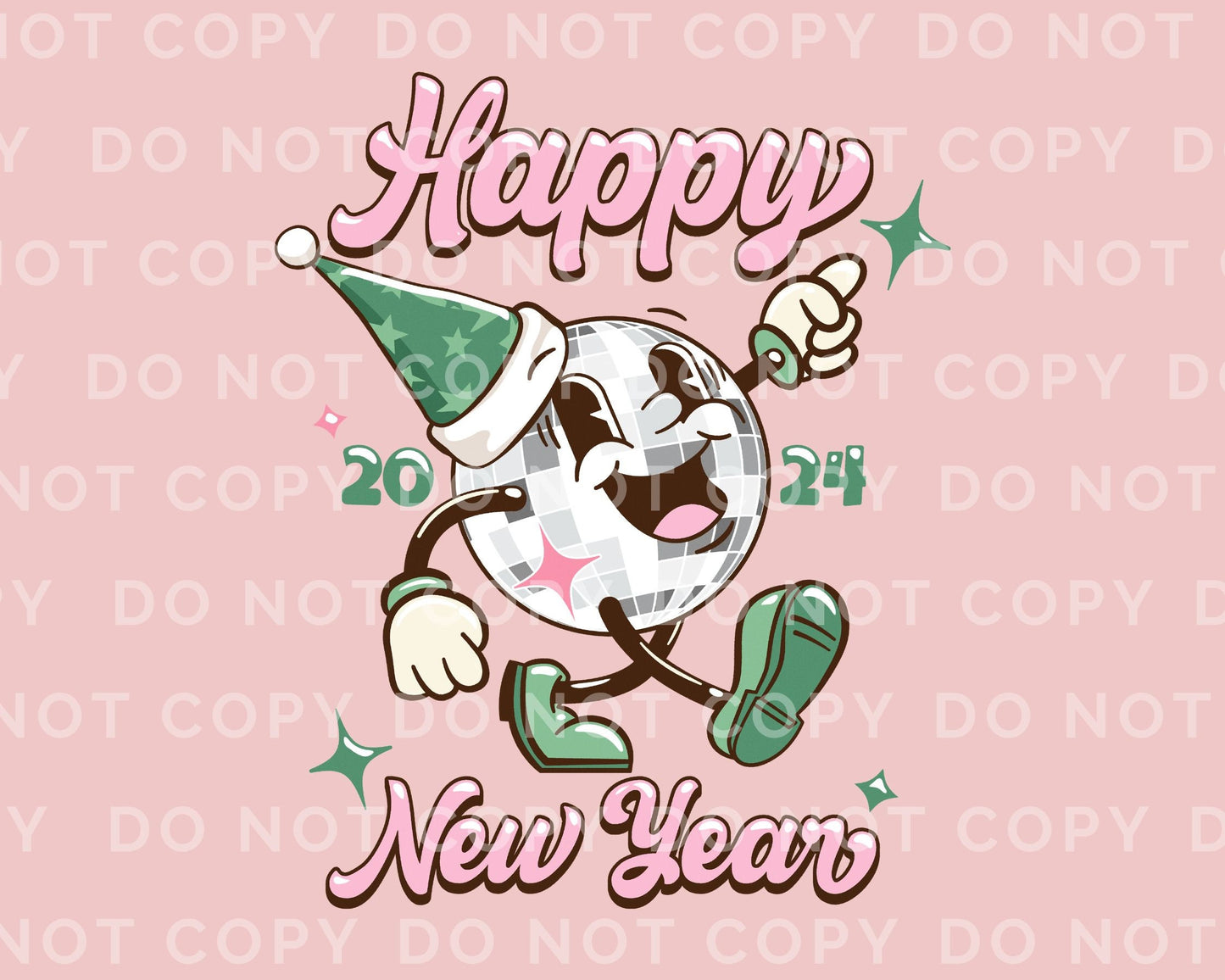 DTF Transfers, Ready to Press, T-shirt Transfers, Heat Transfer, Direct to Film, Holiday, Party, 2024, Retro Happy New Year