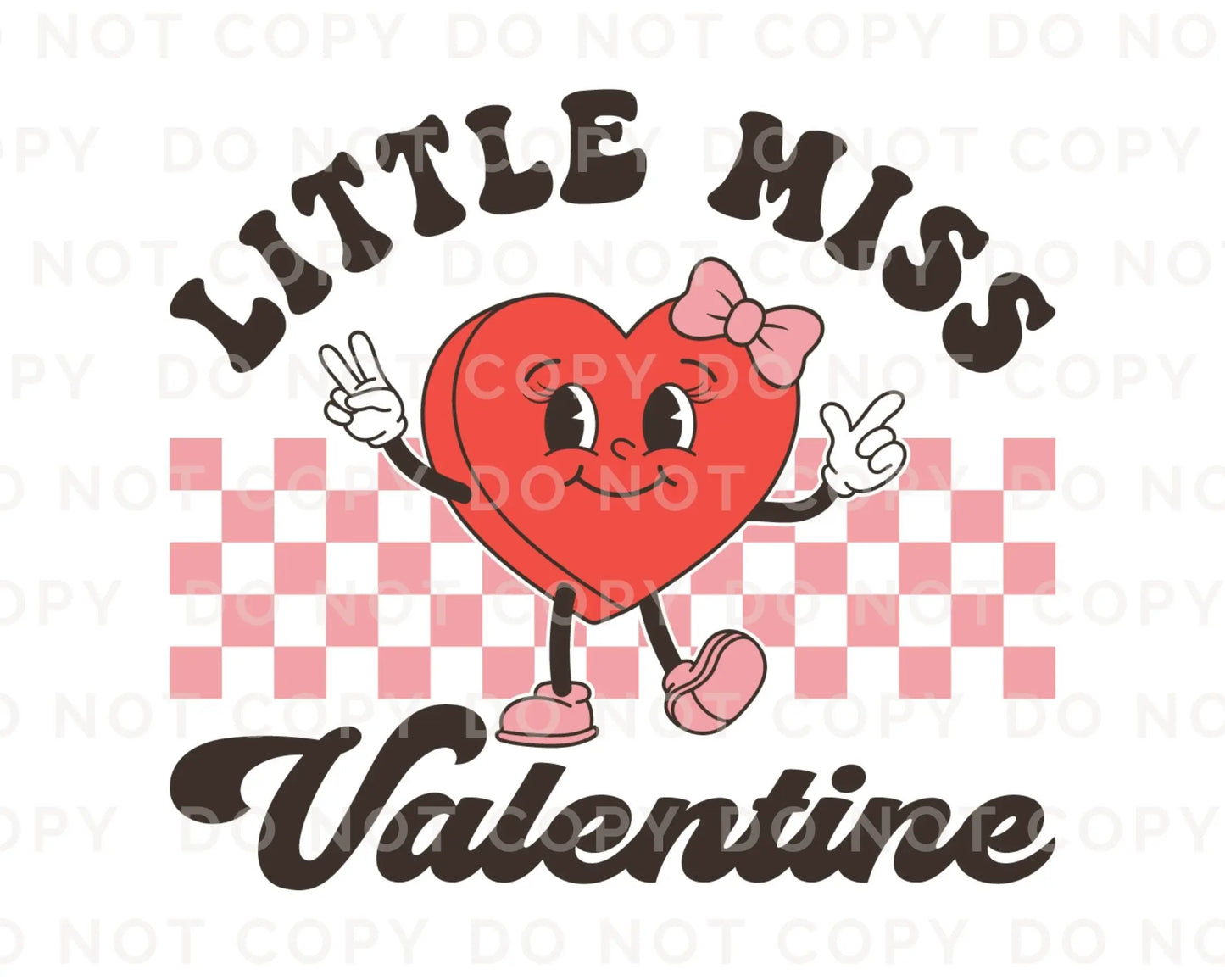 DTF Transfers, Ready to Press, T-shirt Transfers, Heat Transfer, Direct to Film, Valentine's Day, Retro, Cute, Girl, Little Miss Valentine