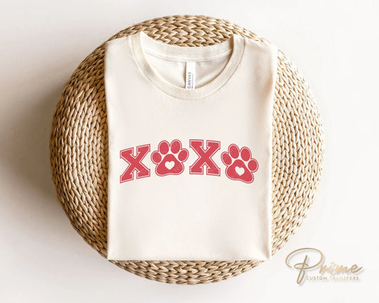 DTF Transfers, Ready to Press, T-shirt Transfers, Heat Transfer, Direct to Film, Valentine’s Day, Holiday, Dogs, Cute, XOXO Paw Print