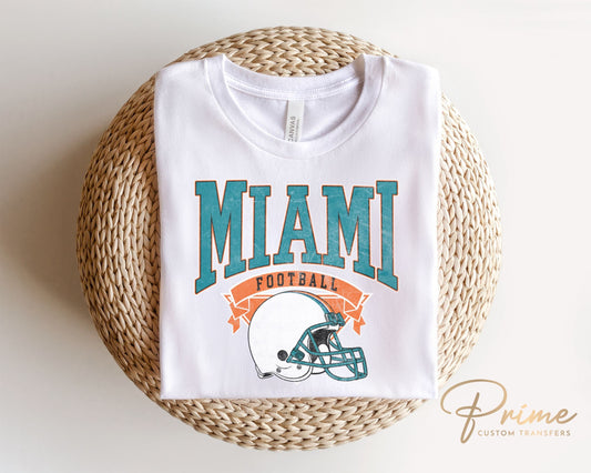 Football DTF Transfers, Ready to Press, T-shirt Transfers, Heat Transfer, Direct to Film, Full Color, Vintage, Florida, Miami Football