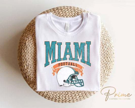 Football DTF Transfers, Ready to Press, T-shirt Transfers, Heat Transfer, Direct to Film, Full Color, Vintage, Florida, Miami Football