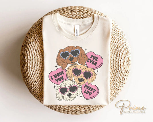 Dog DTF Transfers, Ready to Press, T-shirt Transfers, Heat Transfer, Direct to Film, Valentines Day, Dogs Mama, Pet, Hearts, Puppy Love